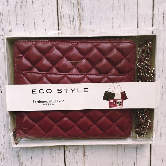 Eco Style Accessories - Eco Style Bordeaux Red & Red Burgundy Faux Leather Purse iPad Case EBOR-RD10